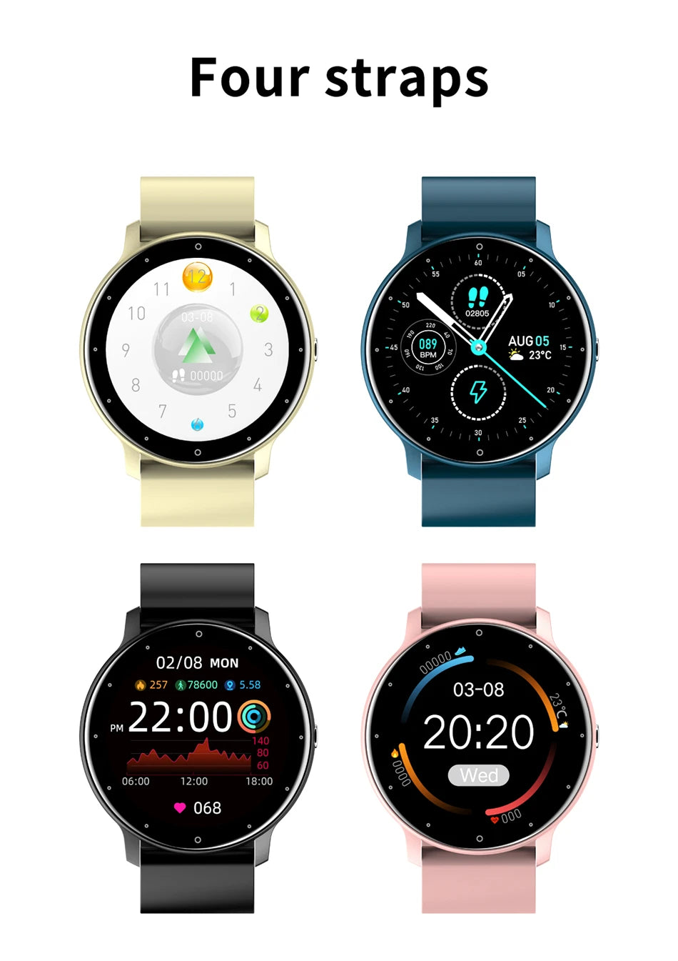 Smartwatch feminino LIGE com tela sensível ao toque e 1,33 polegadas