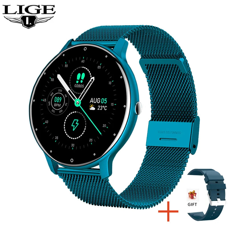 Smartwatch feminino LIGE com tela sensível ao toque e 1,33 polegadas