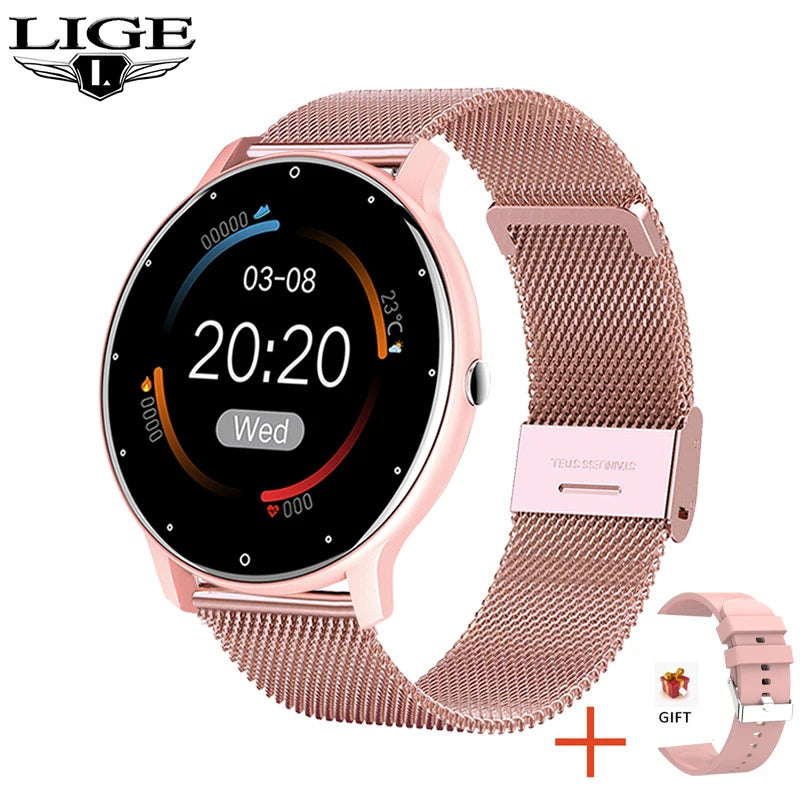 Smartwatch feminino LIGE com tela sensível ao toque e 1,33 polegadas