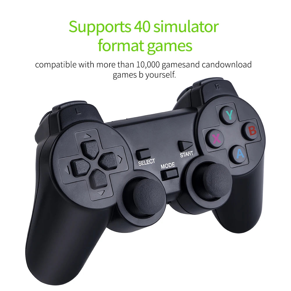 Console de videogame 2.4G para TV Controle duplo sem fio Game Stick 4K 20000 jogos 64GB 32GB