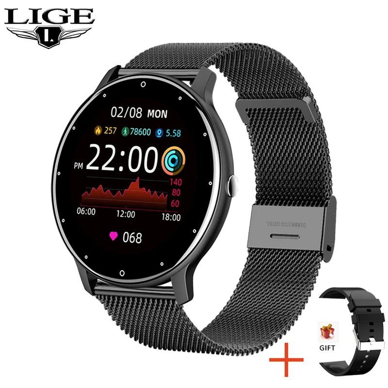 Smartwatch feminino LIGE com tela sensível ao toque e 1,33 polegadas