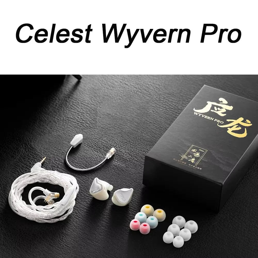 Fones de ouvido Kinera Celest Wyvern pretos com cabo e microfone