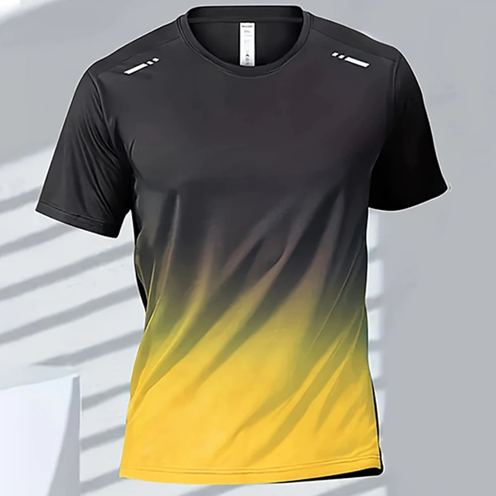 Camisetas esportivas fitness esportiva, gradiente e manga curta