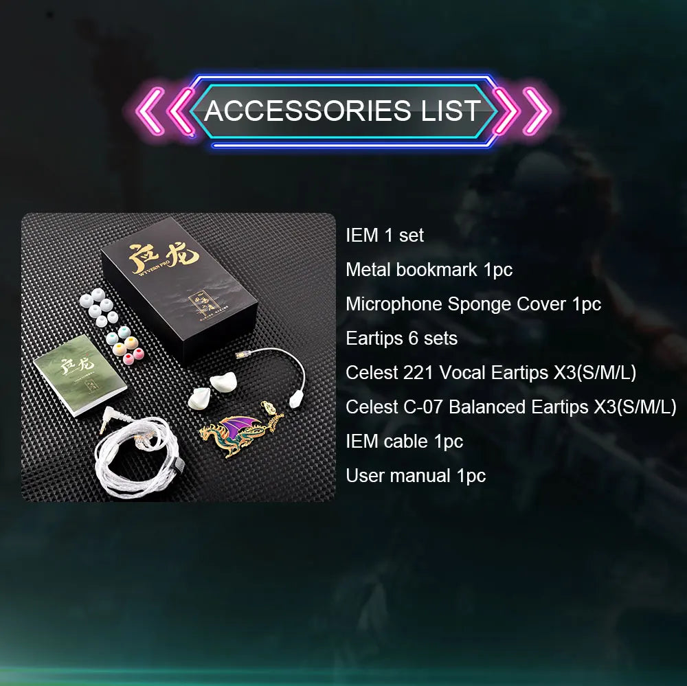 Fones de ouvido Kinera Celest Wyvern pretos com cabo e microfone