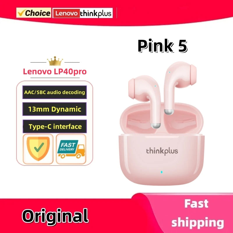 Fones de ouvido Bluetooth sem fio Lenovo LP40Pro