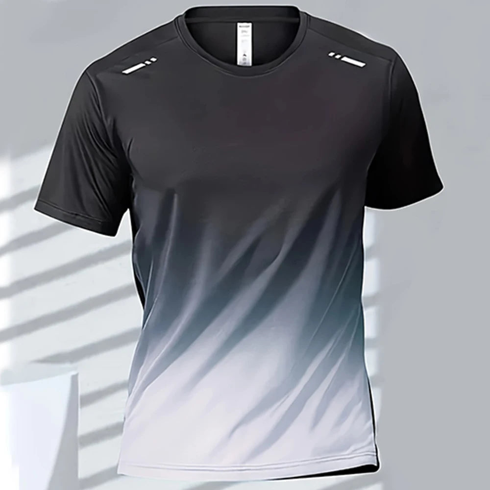 Camisetas esportivas fitness esportiva, gradiente e manga curta