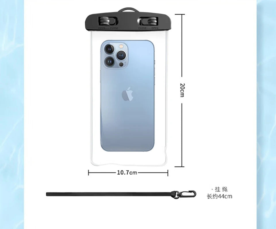 Capa de celular à prova d'água para natação, protetora universal subaquática para iPhone 11, 12, 13, 14 Pro Max X