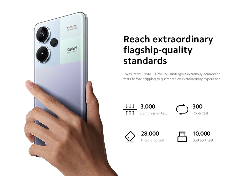 Smartphone Xiaomi Redmi Note 13 Pro Plus 5G, tela MOLED curva de 6,67", MediaTek Dimensity 7200-Ultra