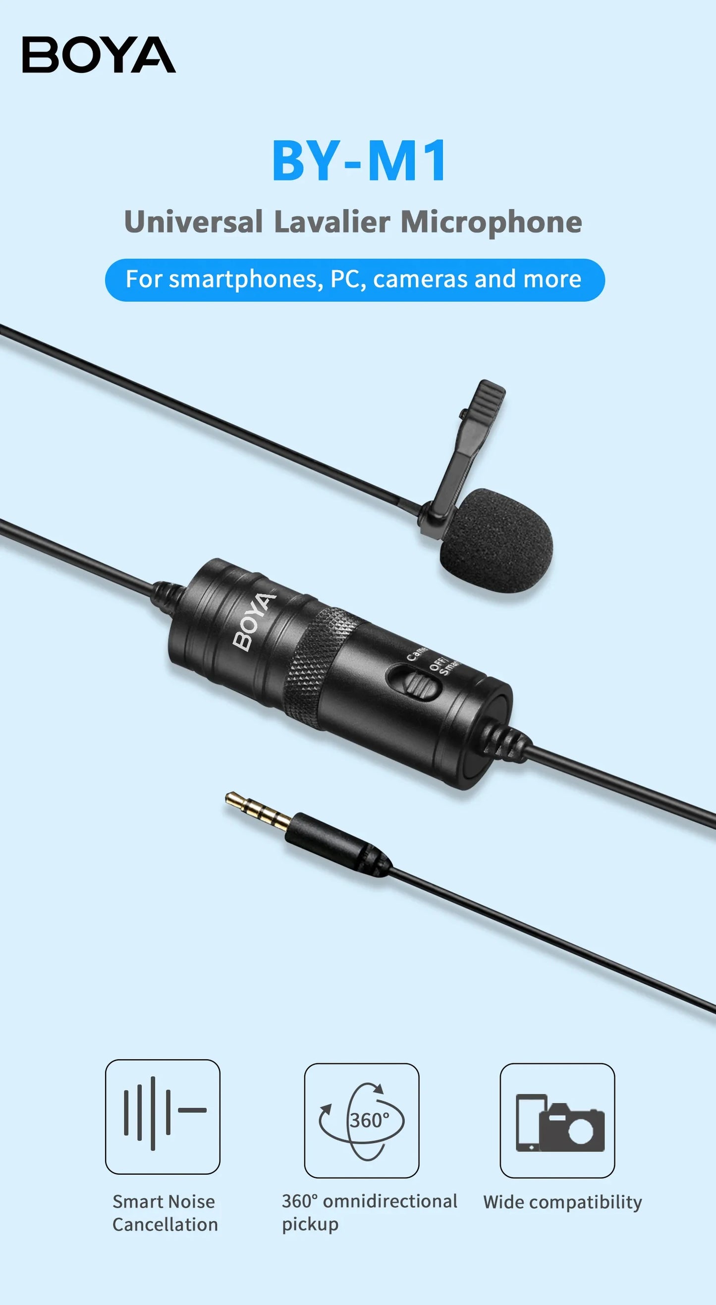 Microfone de lapela condensador BOYA BY-M1