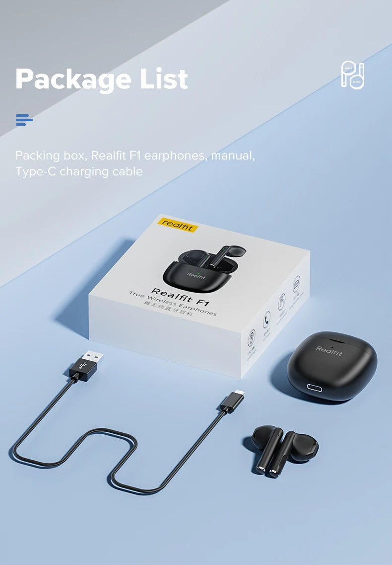 Fone de ouvido Bluetooth Realfit F1