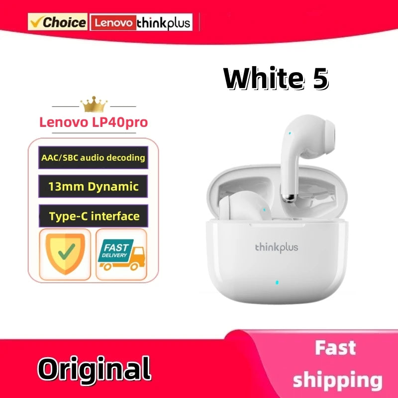 Fones de ouvido Bluetooth sem fio Lenovo LP40Pro