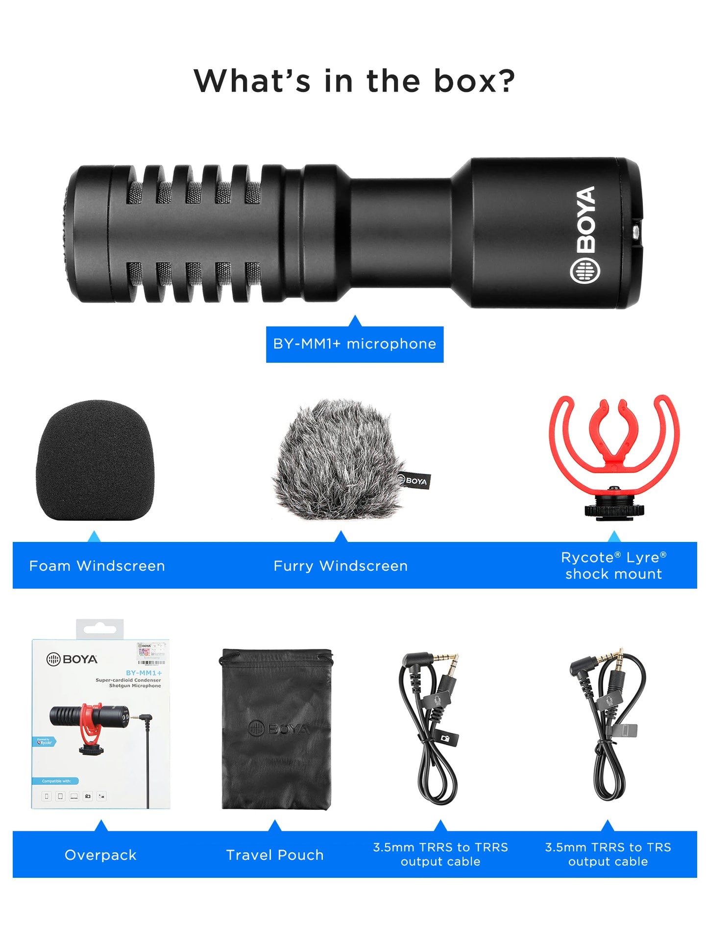 Microfone condensador profissional BOYA BY-MM1+ Mini microfone