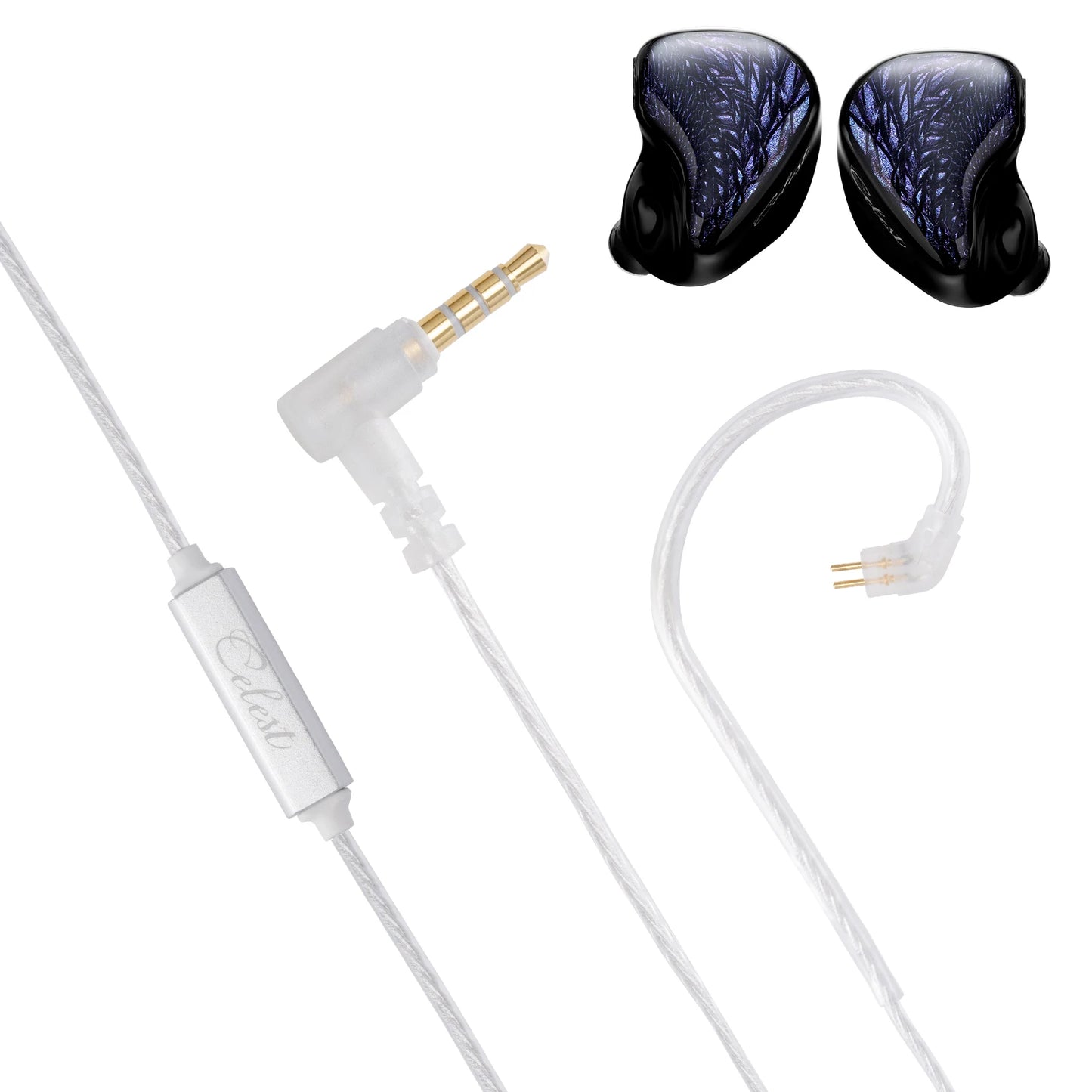 Fones de ouvido Kinera Celest Wyvern pretos com cabo e microfone