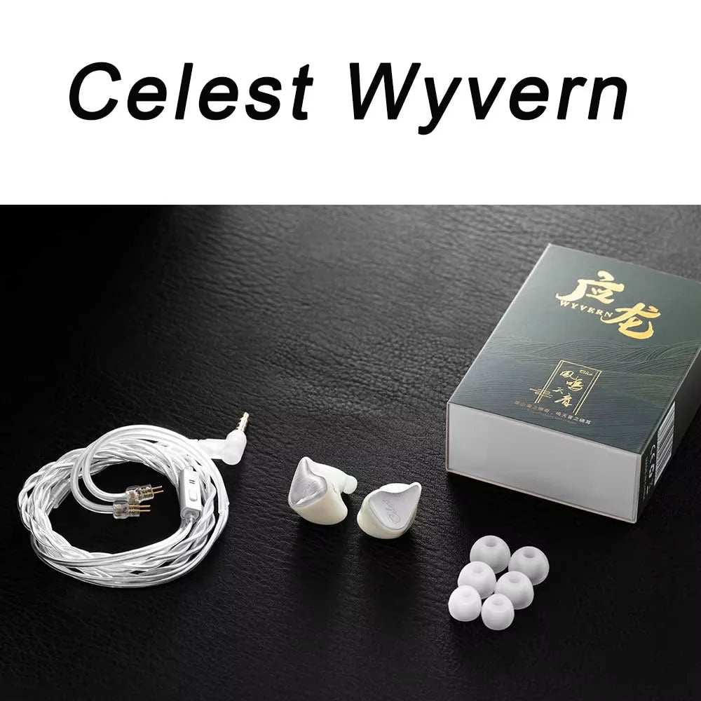 Fones de ouvido Kinera Celest Wyvern pretos com cabo e microfone