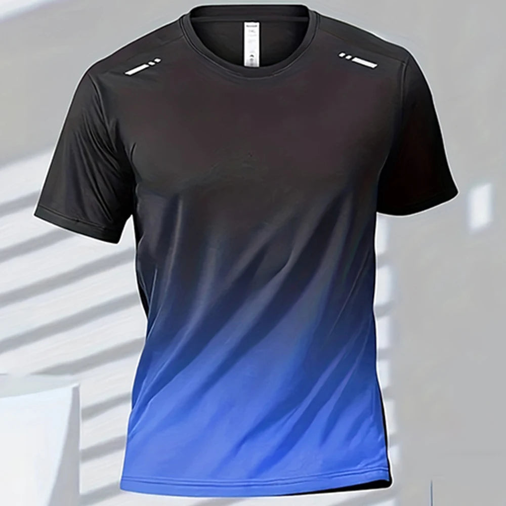 Camisetas esportivas fitness esportiva, gradiente e manga curta