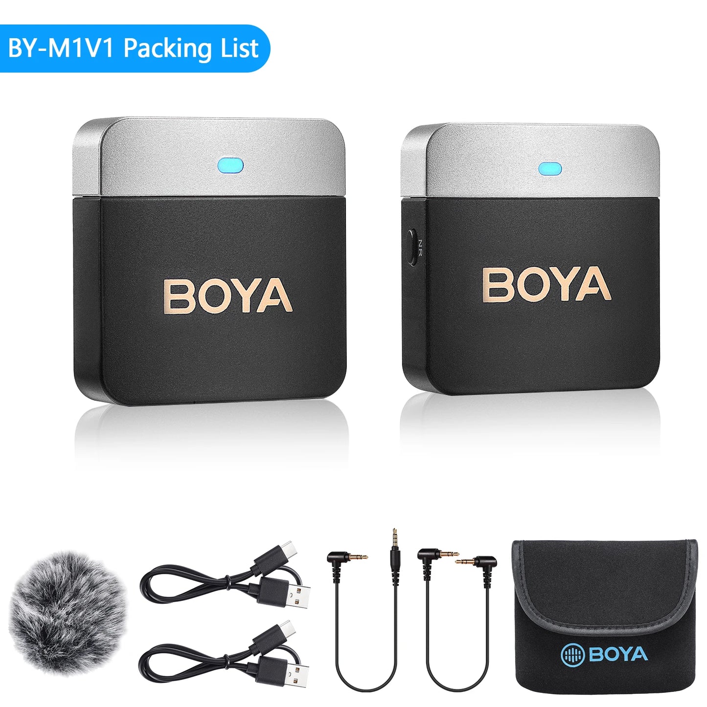 Microfone condensador de lapela sem fio BOYA BY-M1V