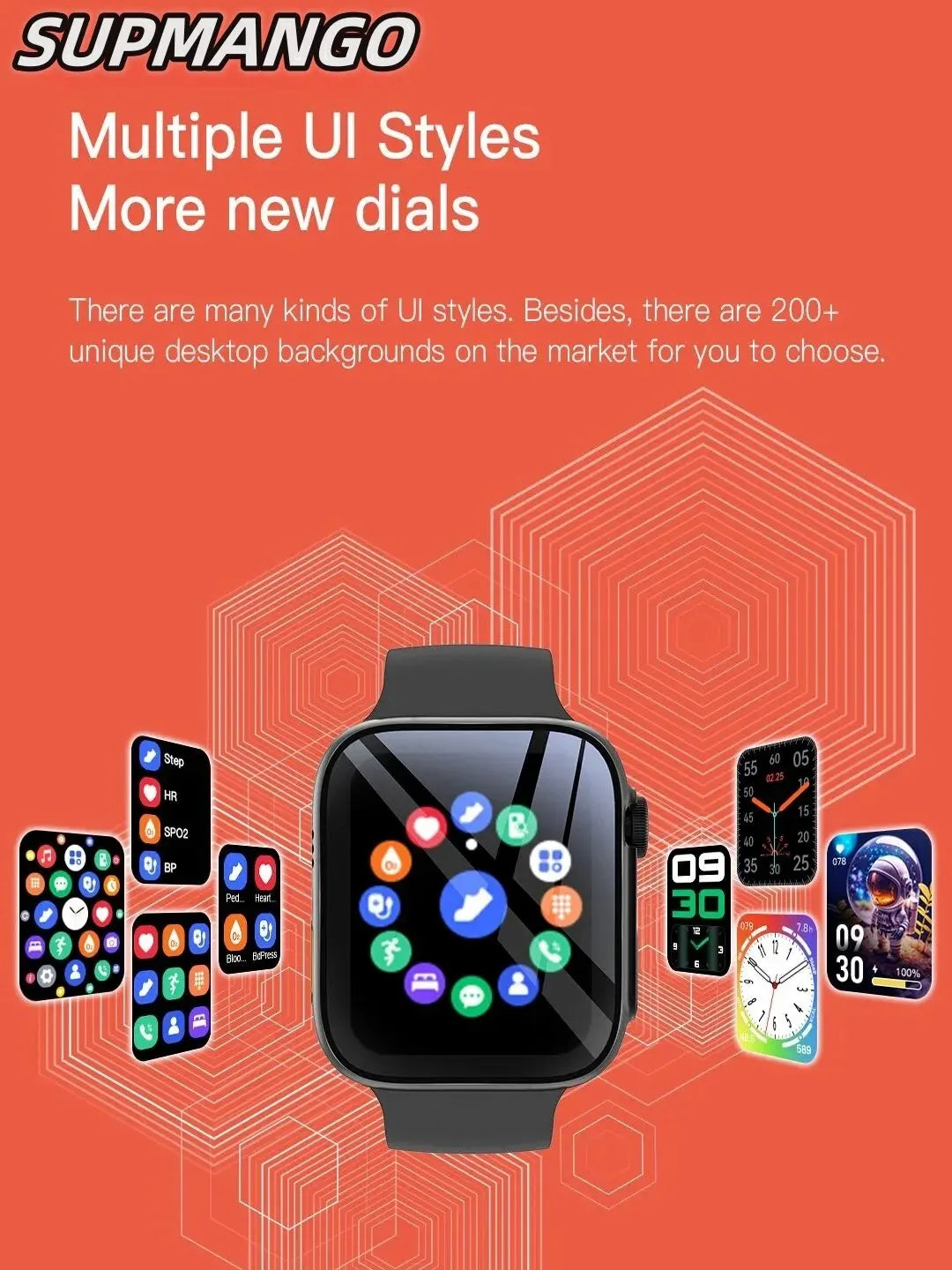 Smartwatch T88K com tela LCD de 1,68 polegadas unissex