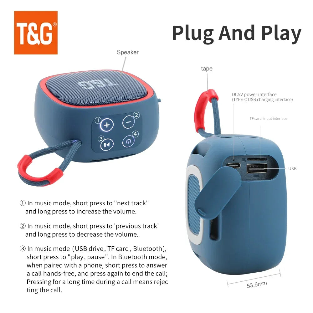 Mini Caixa de Som Bluetooth sem Fio Potente TG659 TWS 5.3