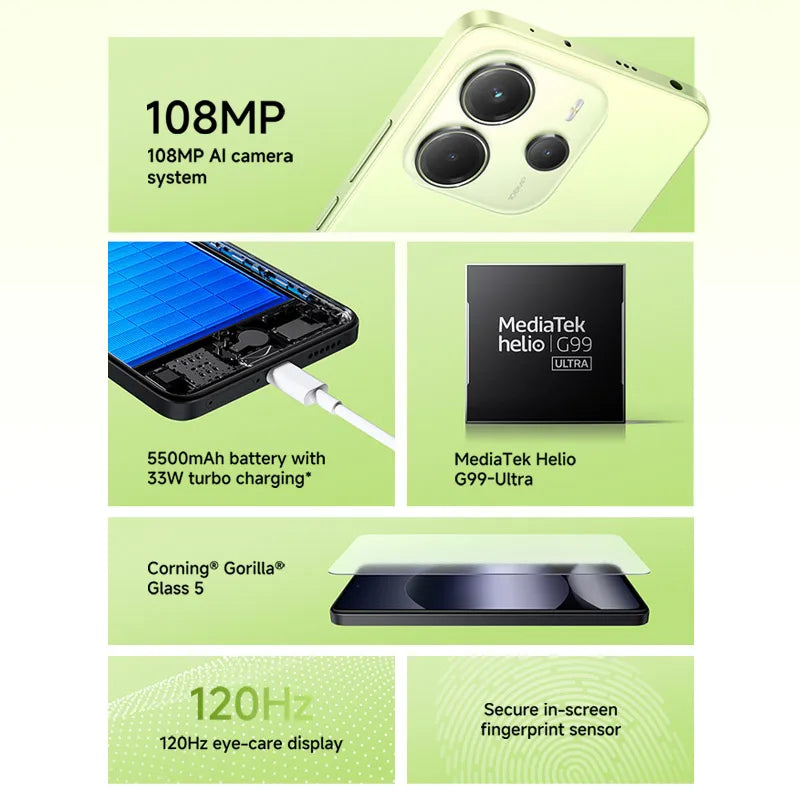 Smartphone Xiaomi Redmi Note 14, 128 GB / 256 GB de ROM, MediaTek Helio G99-Ultra, 33 W, 120 Hz, AMOLED, 108 MP, 5500 mAh