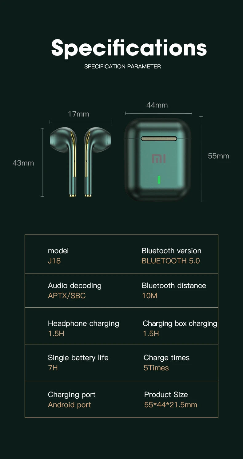 Fones sem fio Bluetooth XIAOMI J18