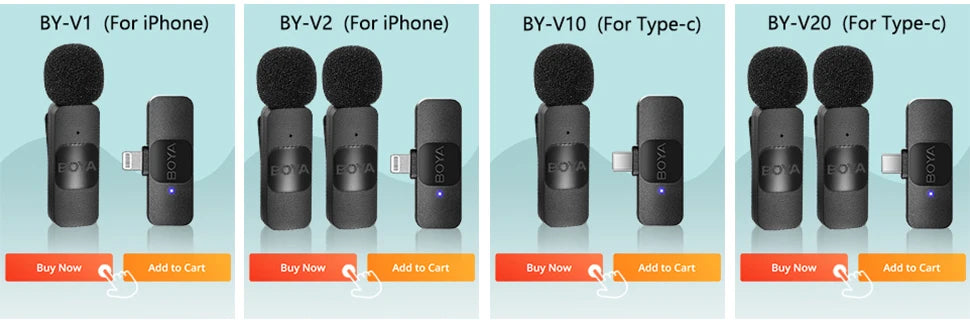 Microfone condensador de lapela sem fio BOYA BY-M1V