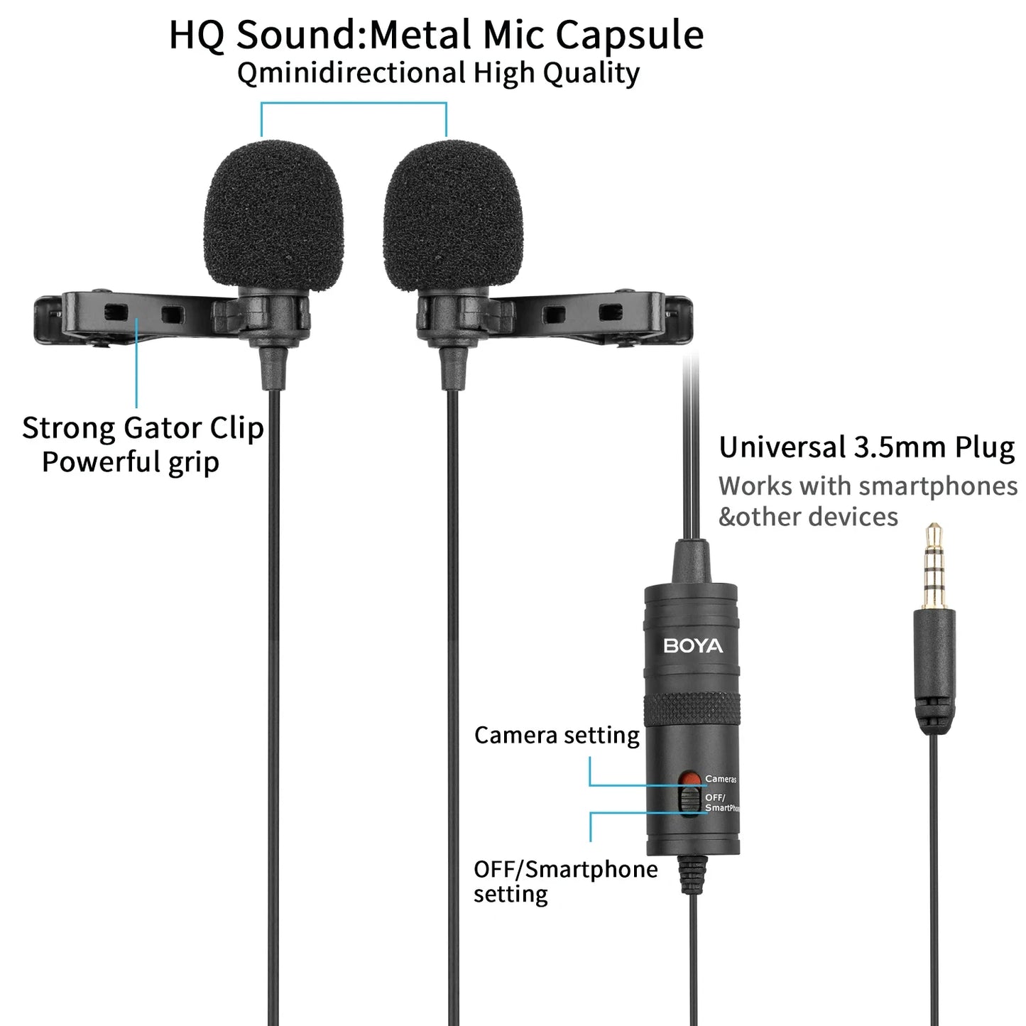 Microfone de lapela condensador BOYA BY-M1