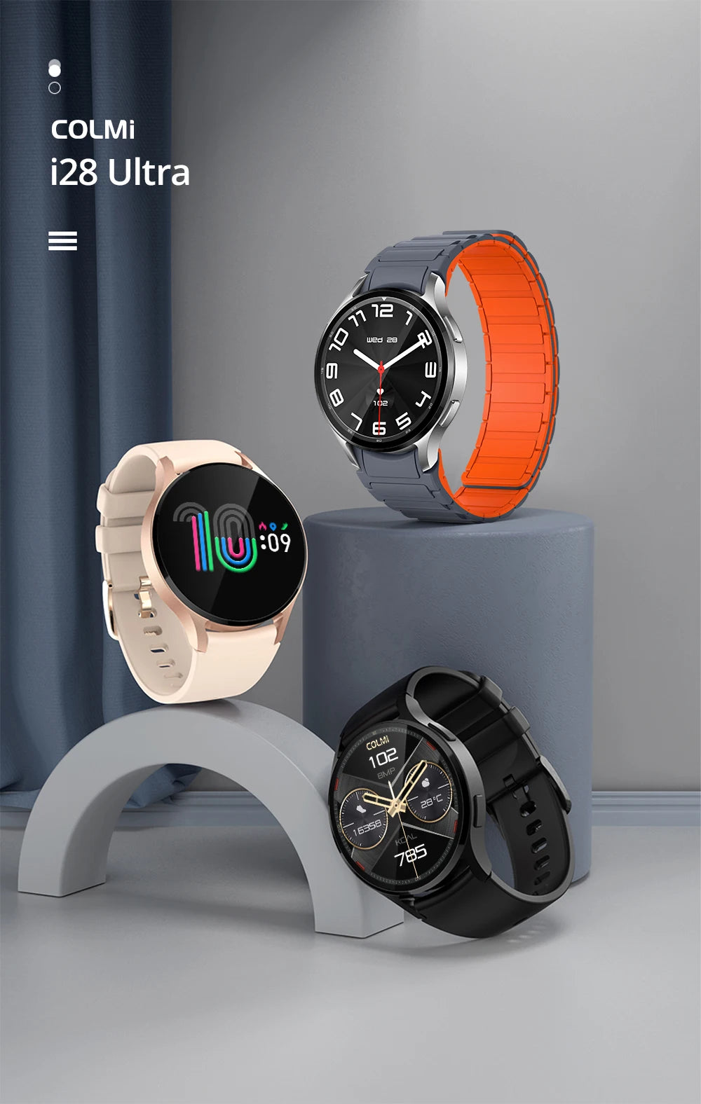 Smartwatch COLMI i28 Ultra AI com tela AMOLED, IA DA-GPT integrada, unissex