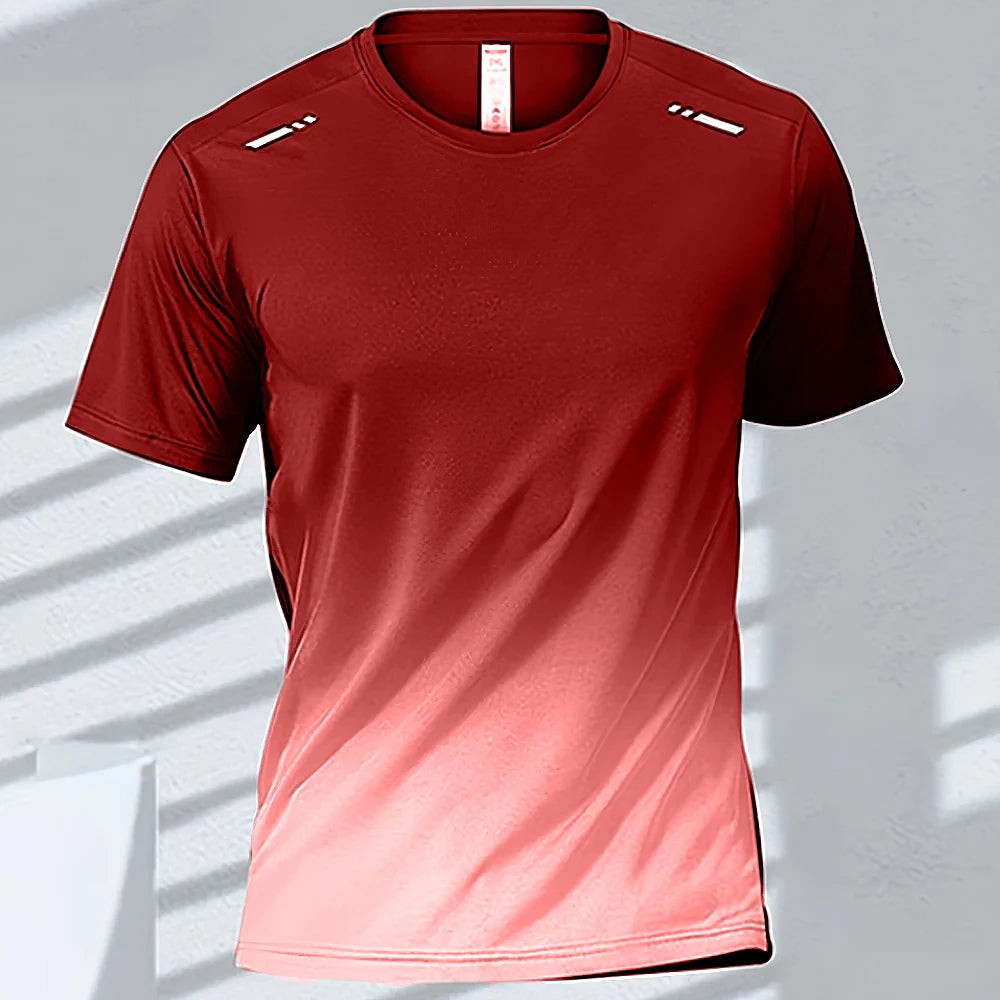 Camisetas esportivas fitness esportiva, gradiente e manga curta