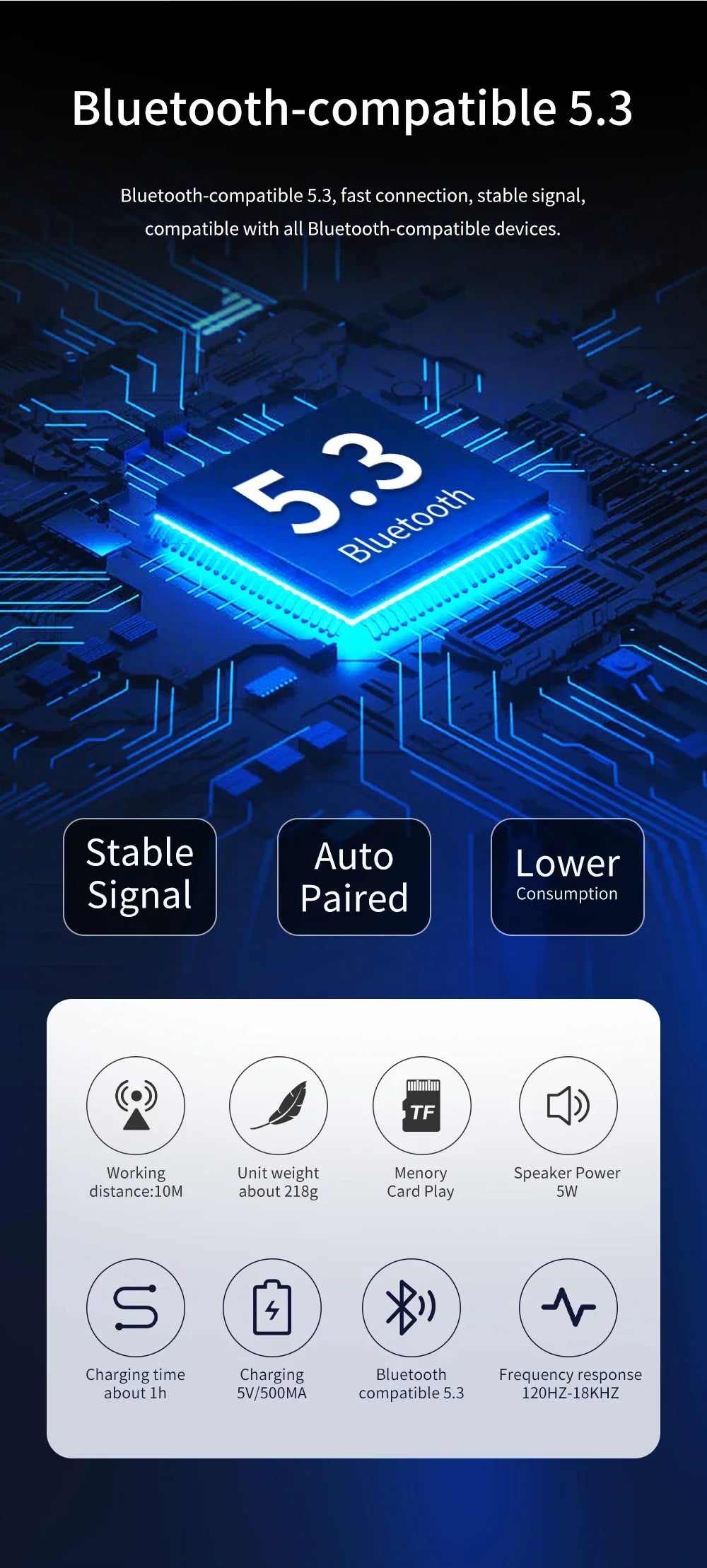 Mini Caixa de Som Bluetooth sem Fio Potente TG659 TWS 5.3