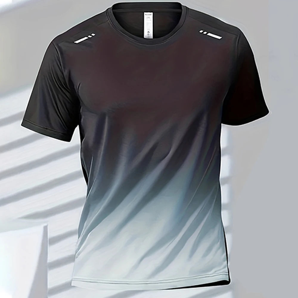 Camisetas esportivas fitness esportiva, gradiente e manga curta