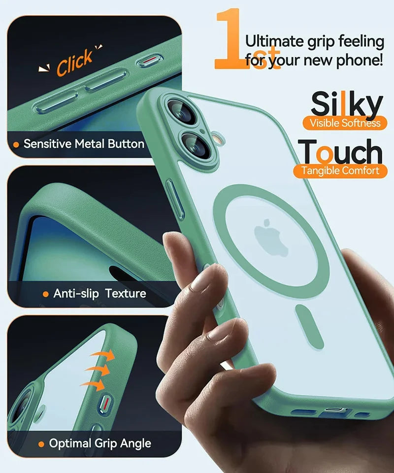 Capa para iPhone 16 15 14 13 Pro Max Plus, capa fosca e translúcida