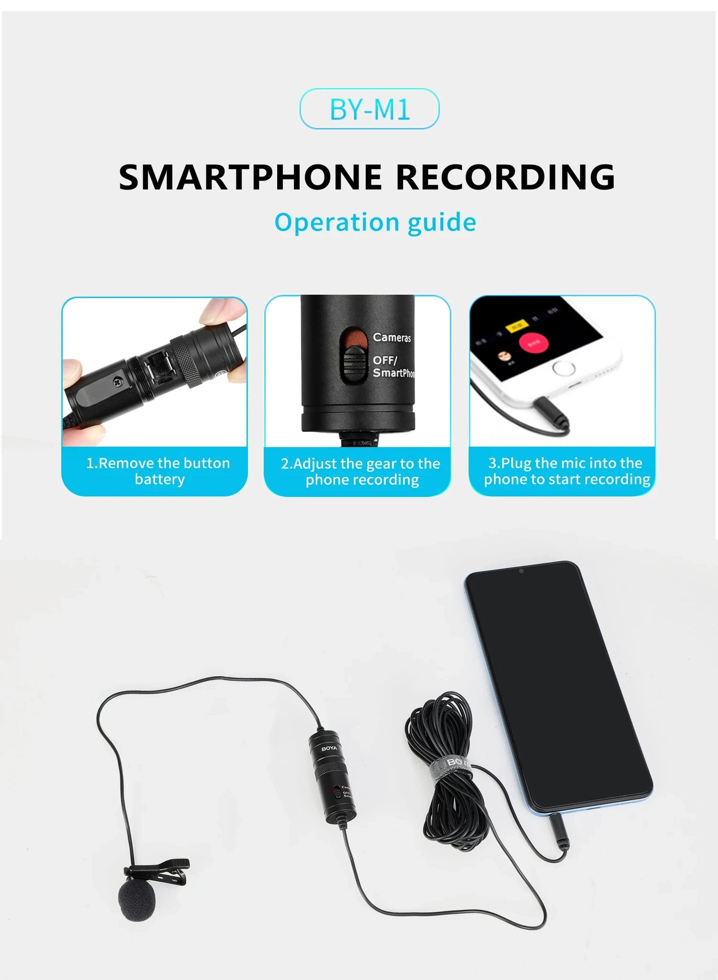 Microfone de lapela condensador BOYA BY-M1