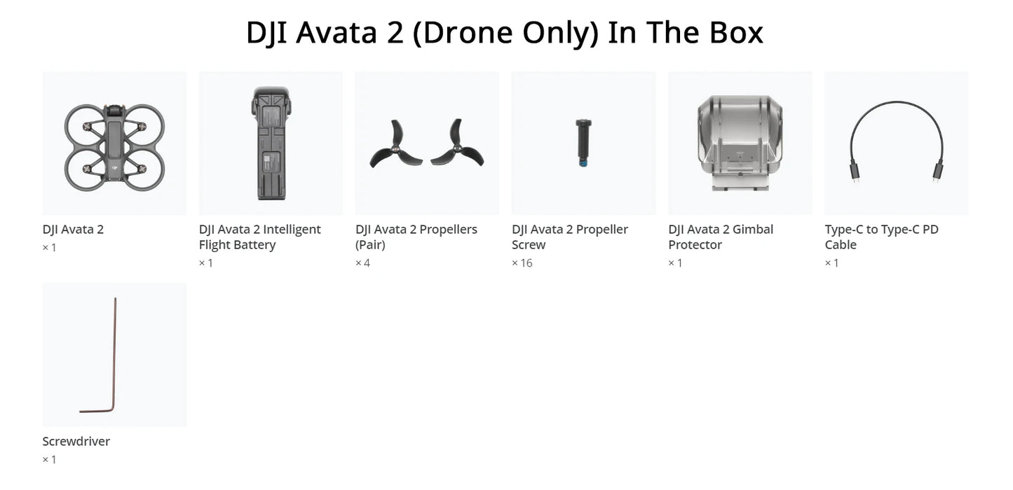 Câmera gimbal DJI AVATA 2 Super-Wide 4K com sensor de imagem de 1/1
