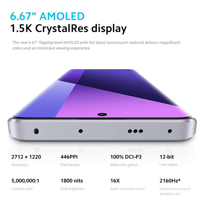 Smartphone Xiaomi Redmi Note 13 Pro Plus 5G, tela MOLED curva de 6,67", MediaTek Dimensity 7200-Ultra