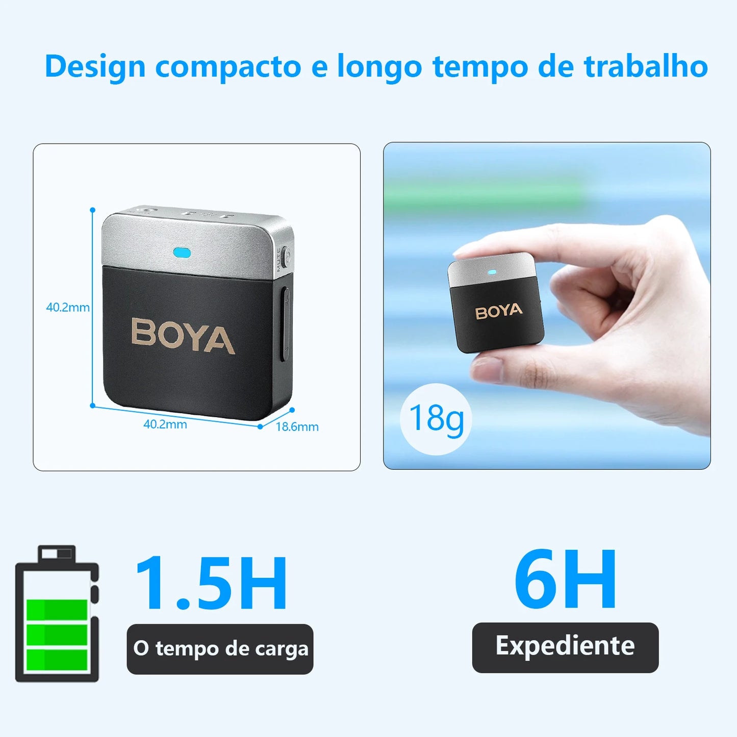 Microfone condensador de lapela sem fio BOYA BY-M1V