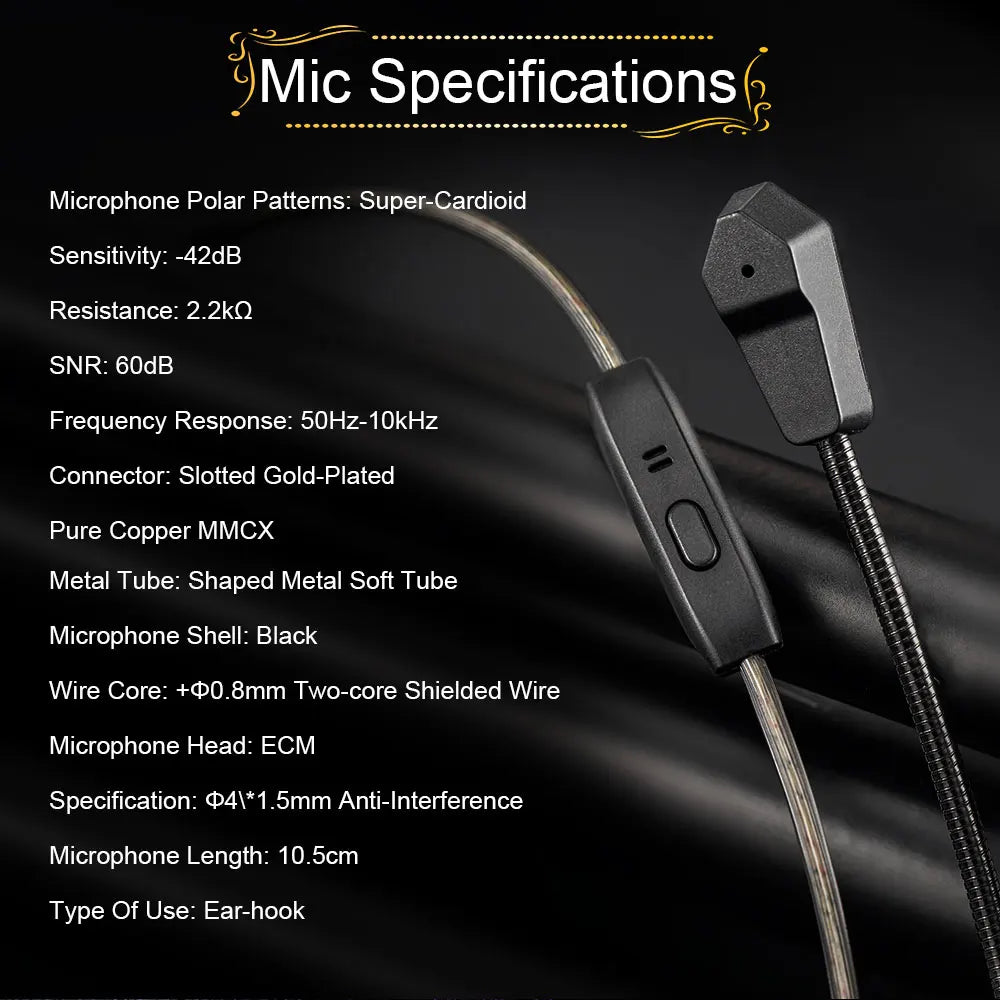 Fones de ouvido Kinera Celest Wyvern pretos com cabo e microfone