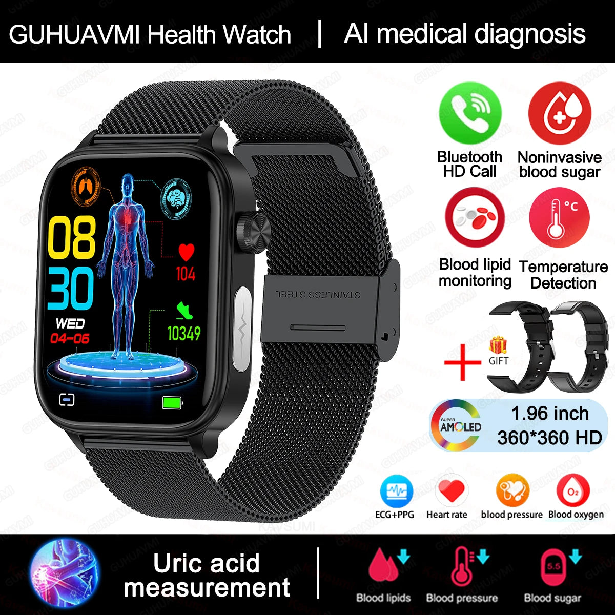 smartwatch médico com diagnóstico avançado para lipídios sanguíneos