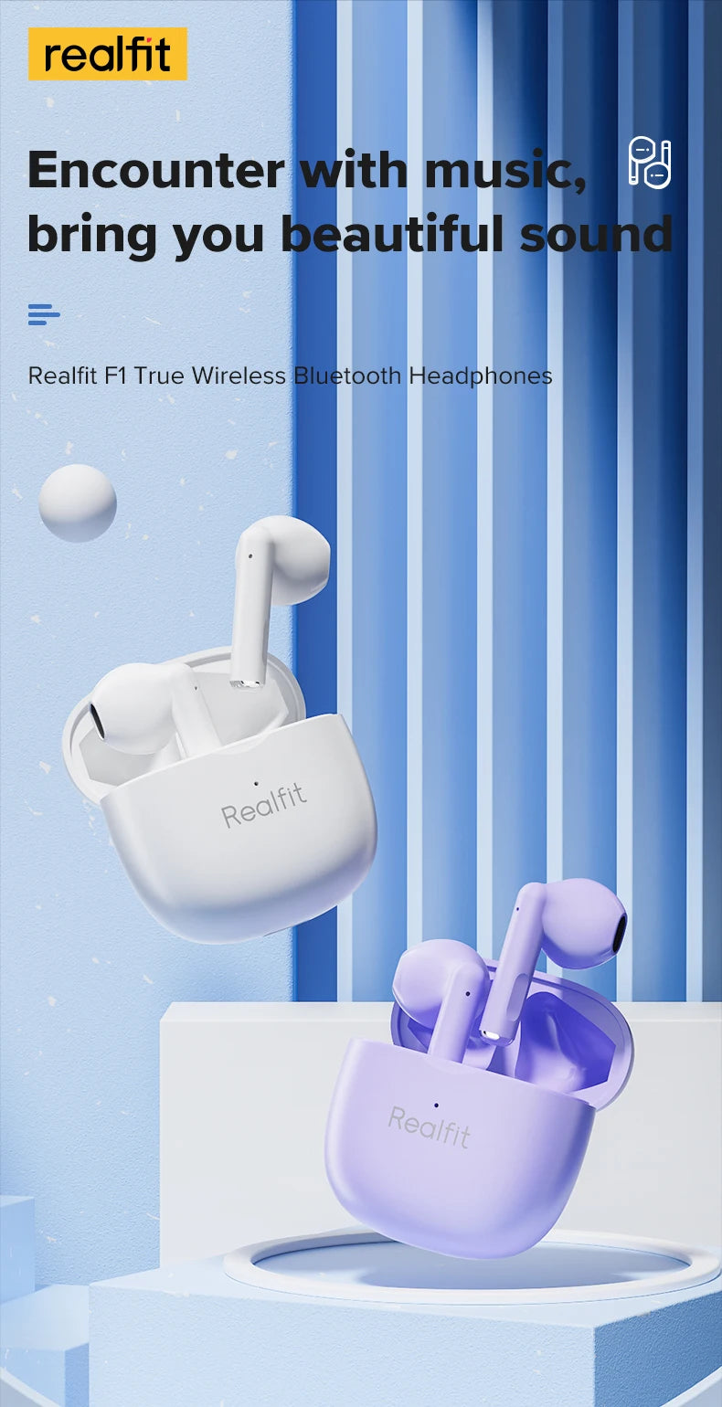 Fone de ouvido Bluetooth Realfit F1