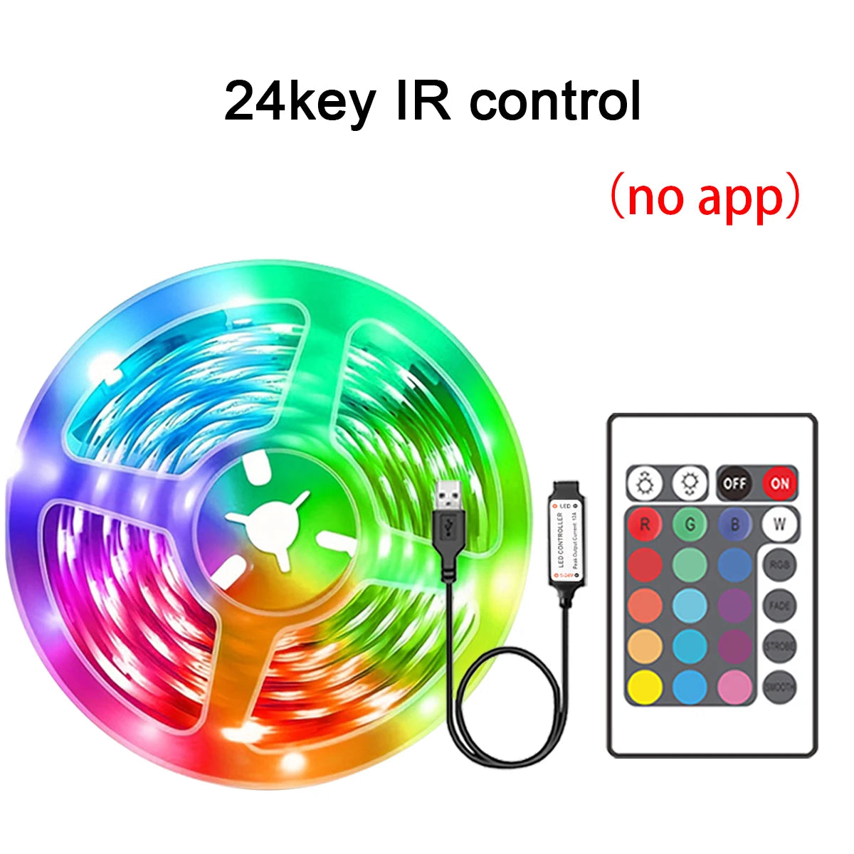 Fita de LED RGB, luz ambiente com controle por aplicativo, fita flexível de LED para decoração de quarto e sala...