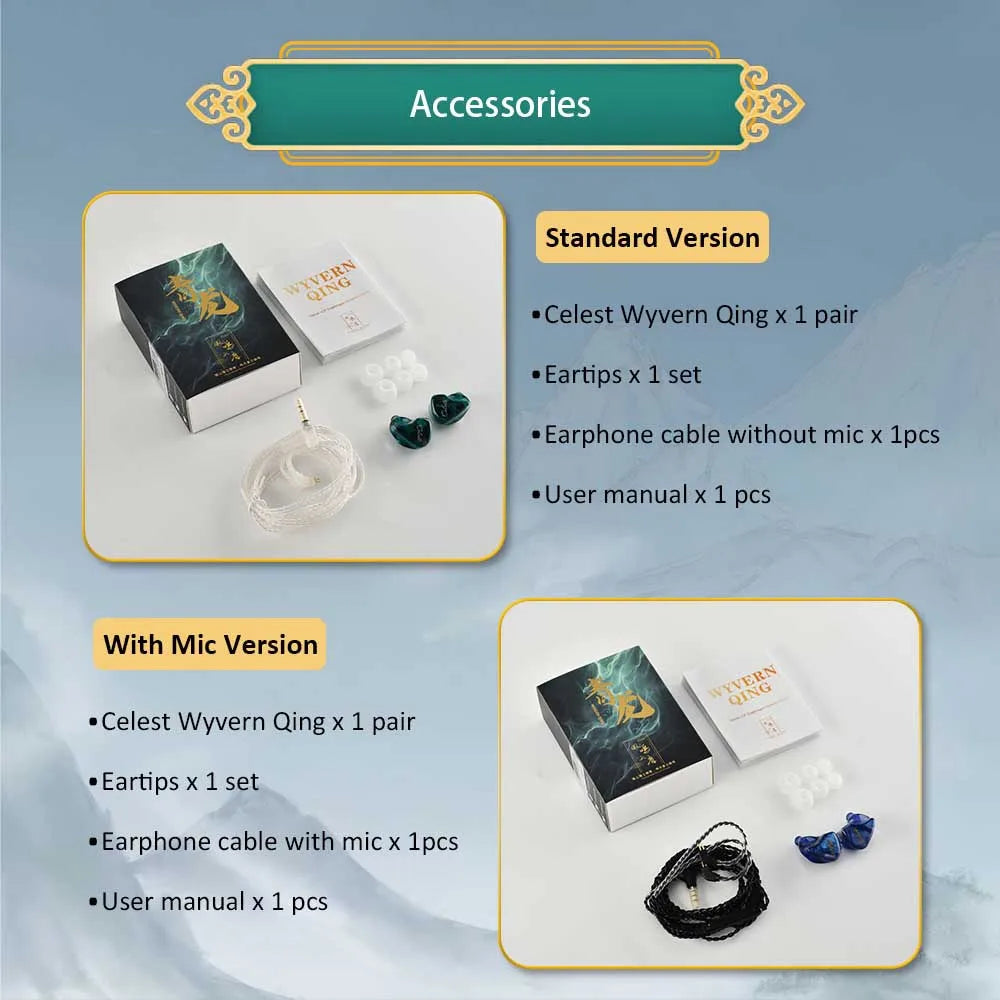 Fones de ouvido Kinera Celest Wyvern pretos com cabo e microfone