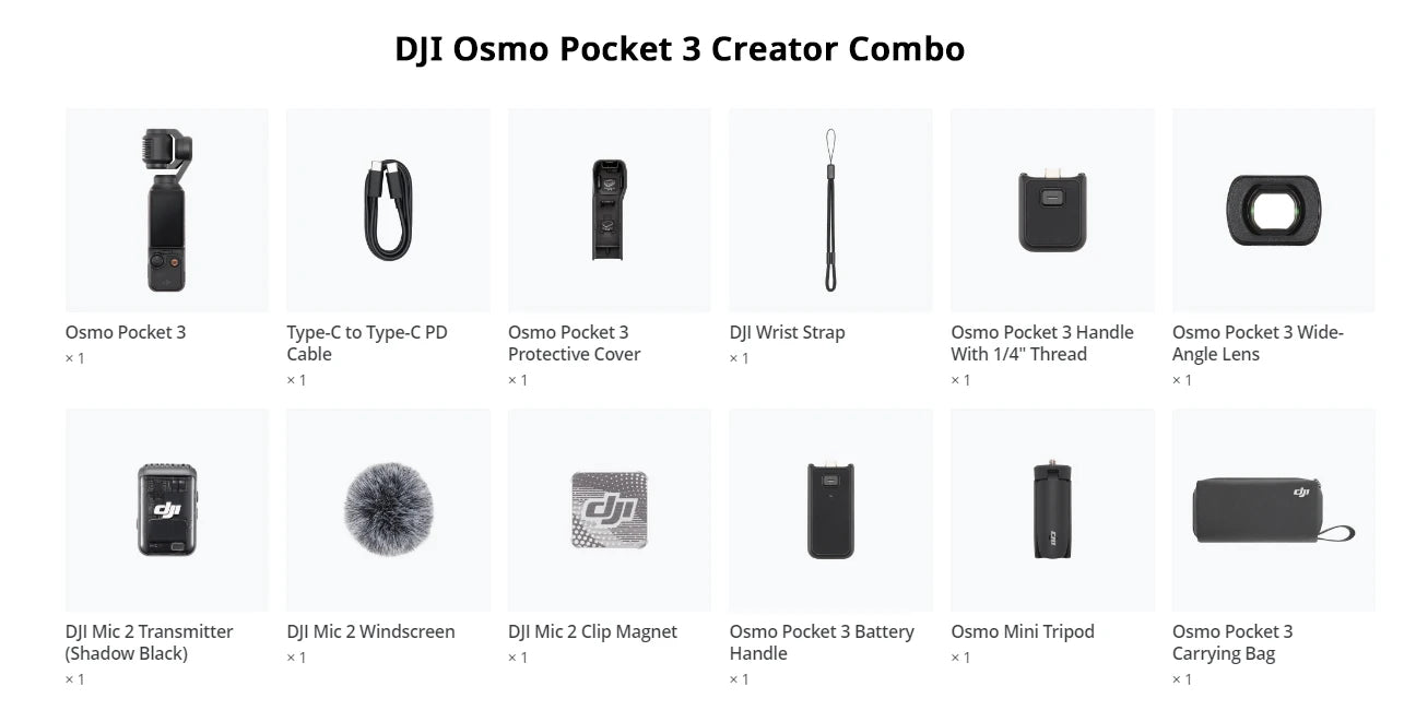 Câmera DJI Osmo Pocket 3 Gimbal 1″ CMOS