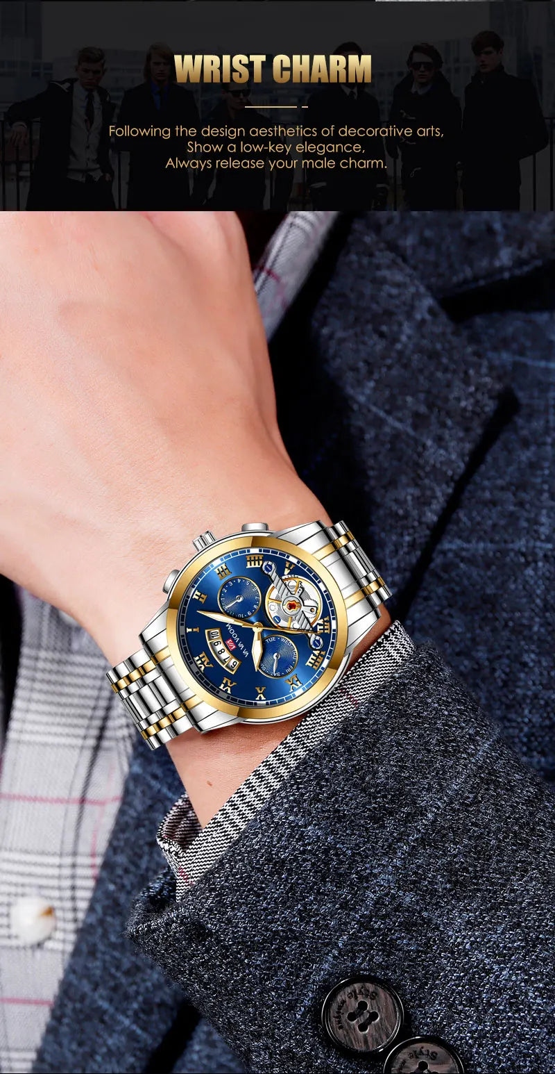 Relógio VA VA VOOM luminoso de luxo masculino