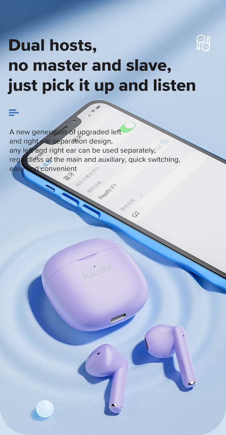 Fone de ouvido Bluetooth Realfit F1