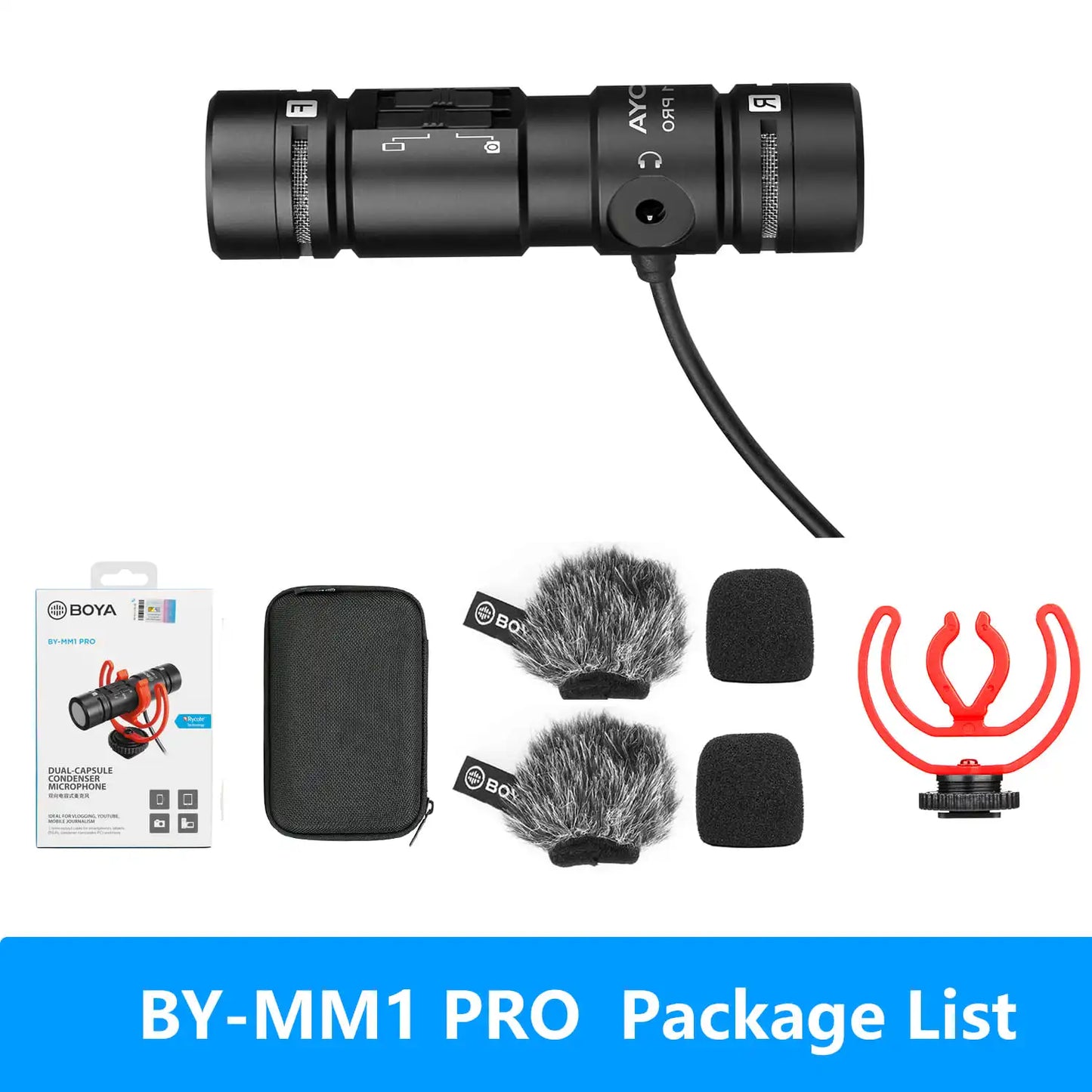 Microfone condensador profissional BOYA BY-MM1+ Mini microfone