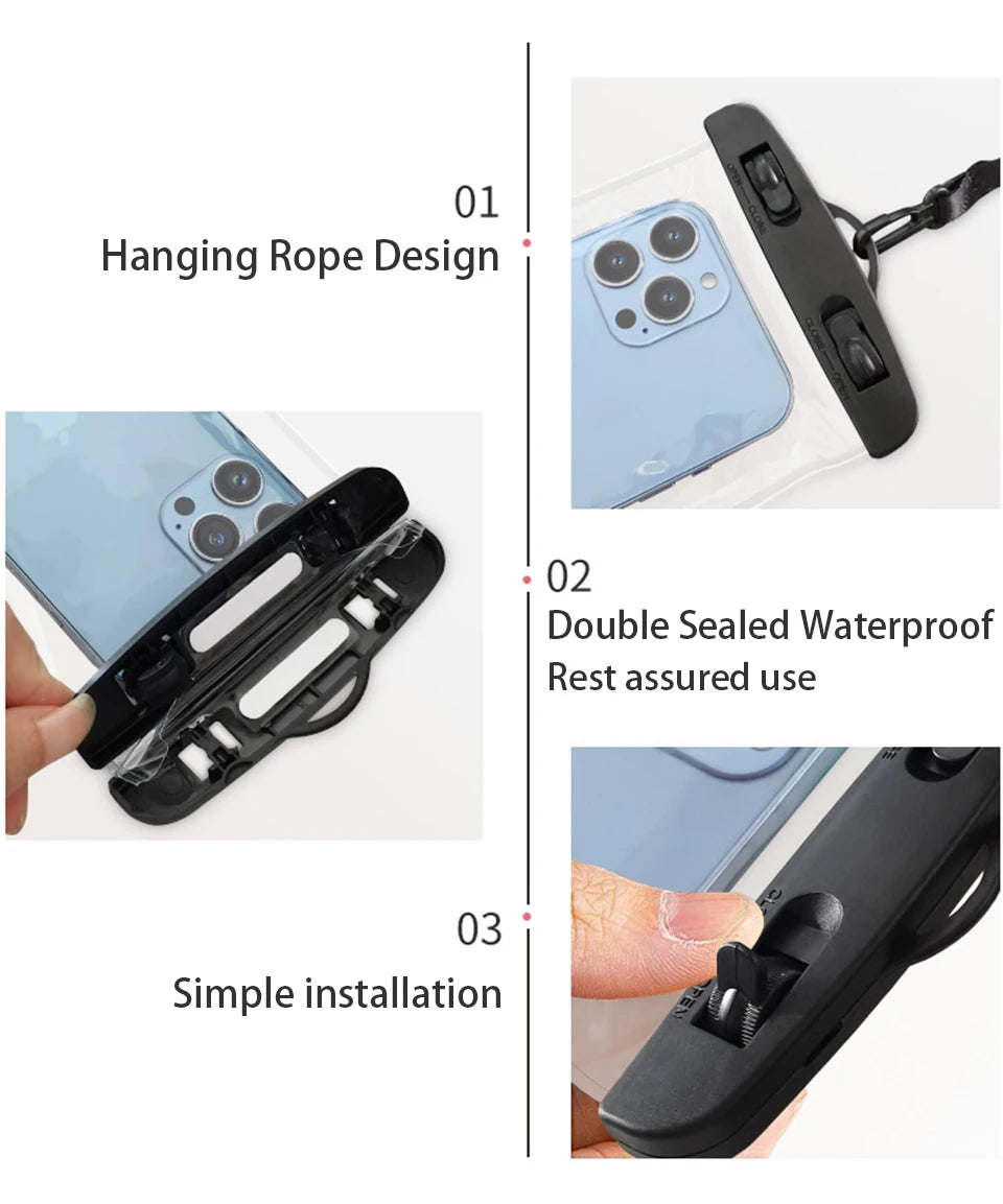 Capa de celular à prova d'água para natação, protetora universal subaquática para iPhone 11, 12, 13, 14 Pro Max X