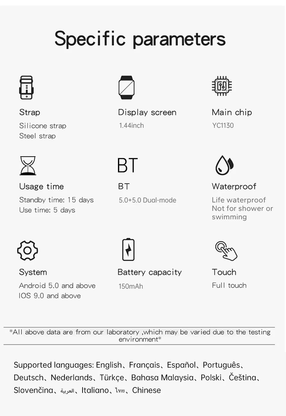 Smartwatch SiMSONLAB 1,44 Polegadas
