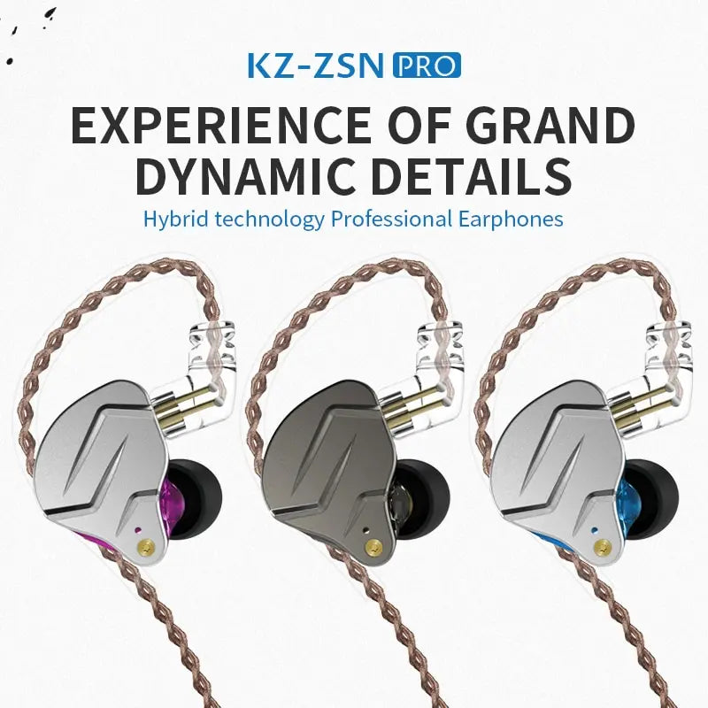 Fones de ouvido KZ ZSN PRO 1BA 1DD com graves de metal HIFI
