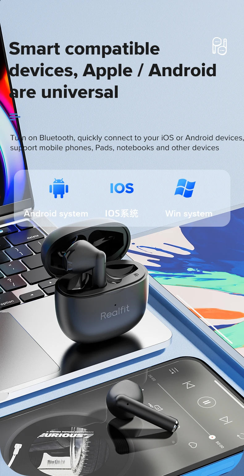 Fone de ouvido Bluetooth Realfit F1