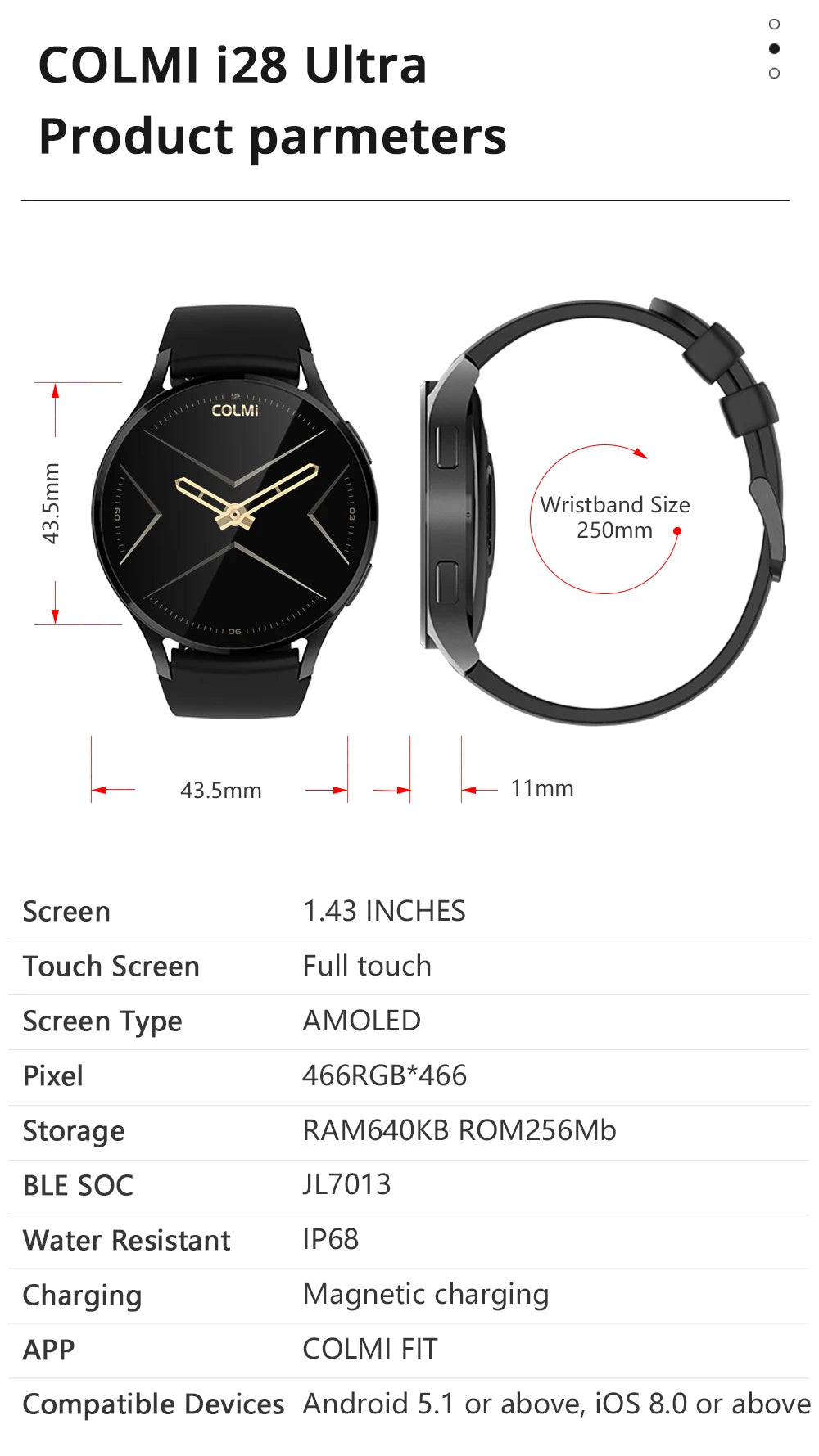 Smartwatch COLMI i28 Ultra AI com tela AMOLED, IA DA-GPT integrada, unissex