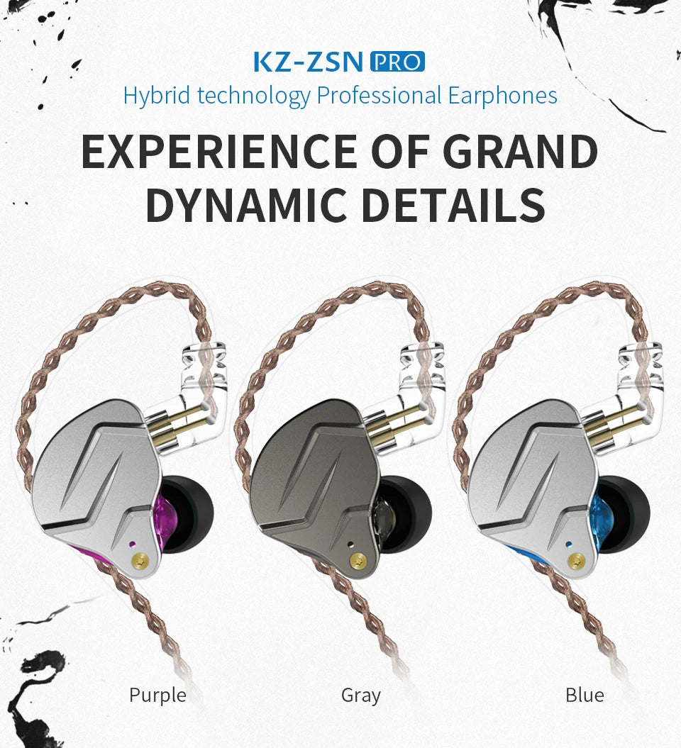 Fones de ouvido KZ ZSN PRO 1BA 1DD com graves de metal HIFI